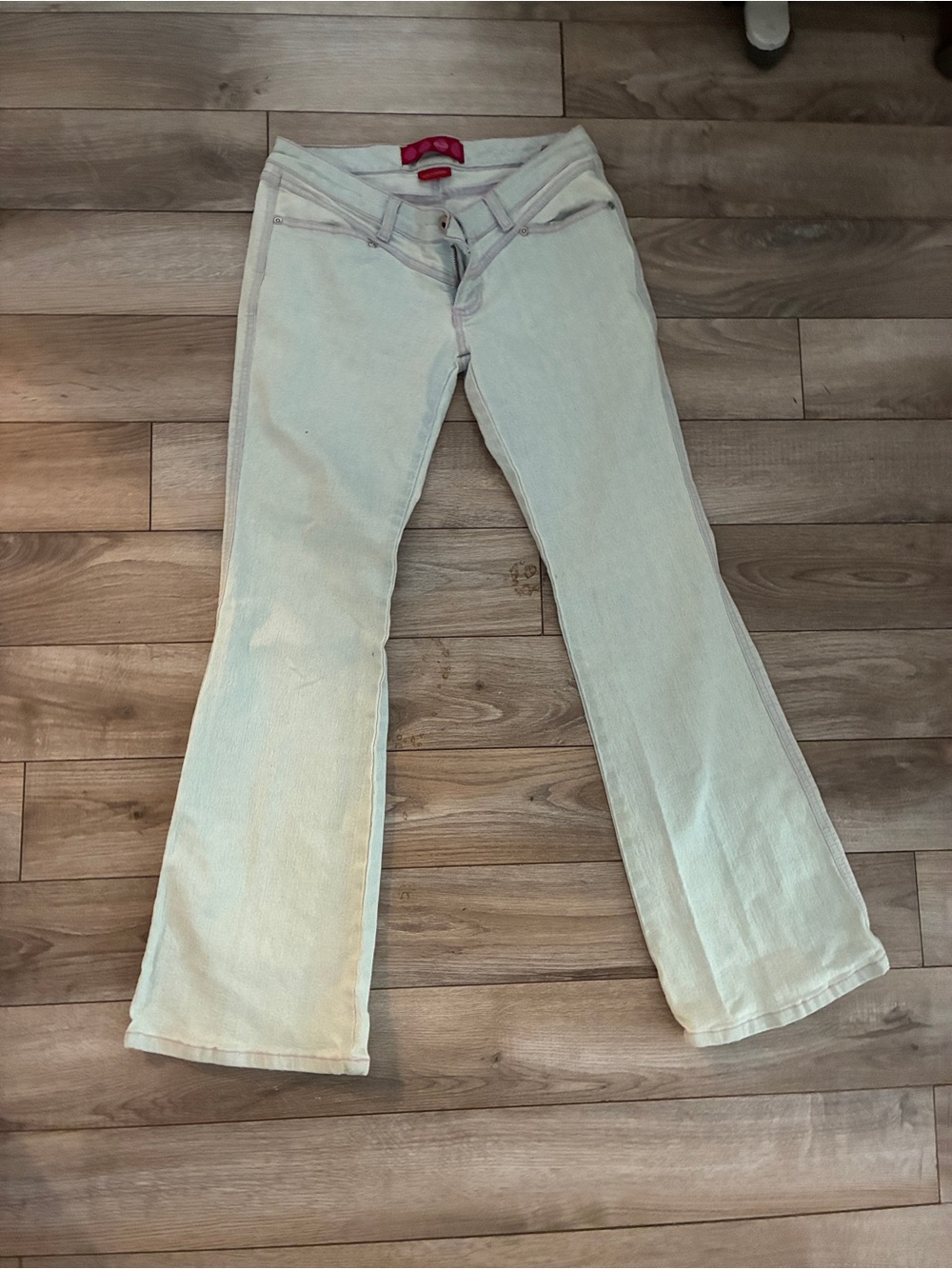 GLO Jeans Women's Cream Flare Wide-Leg Jeans